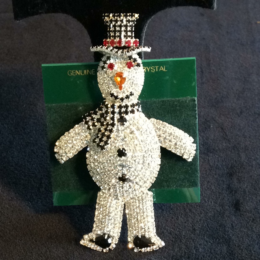 Vintage Nwot Large Christmas Snowman Brooch 75$